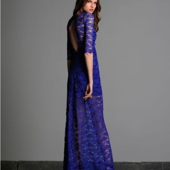 ALEXIS Blue Lace Dress with detachable long skirt from Revolve - Picture 4 of 7